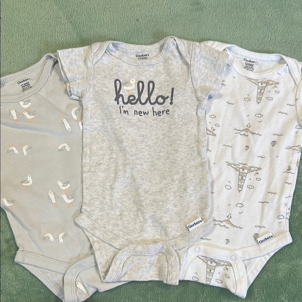 Gerber Baby Bodysuit Set - Light Gray and White